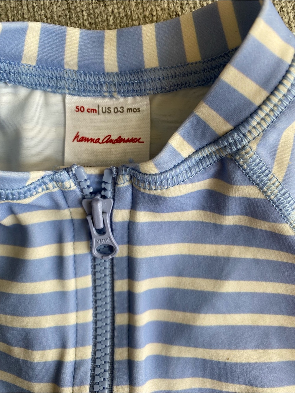 Hanna Andersson Blue and White Striped One-Piece Rash Guard - Picture 4 of 5